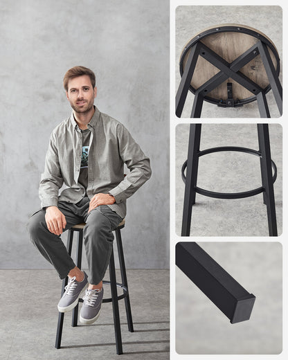 VASAGLE Bar Stools Chairs Set of 2 - Greige