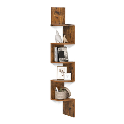 Vasagle 5-tier Floating Wall Bookshelf - Rustic Brown