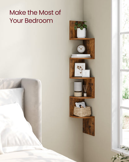 Vasagle 5-tier Floating Wall Bookshelf - Rustic Brown