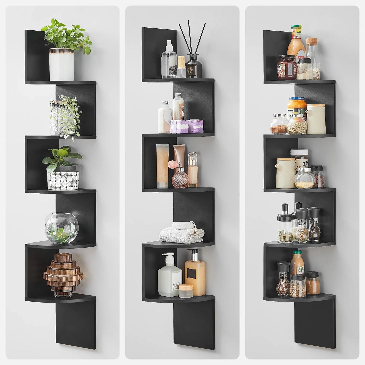 VASAGLE Corner Bookshelf 5-Tier - Black