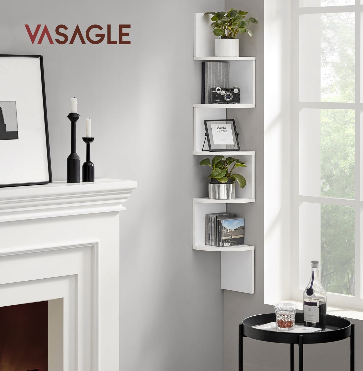 Vasagle 5-tier Floating Wall Bookshelf - White