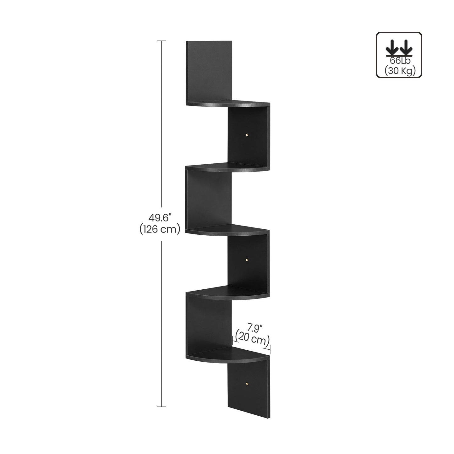VASAGLE Corner Bookshelf 5-Tier - Black