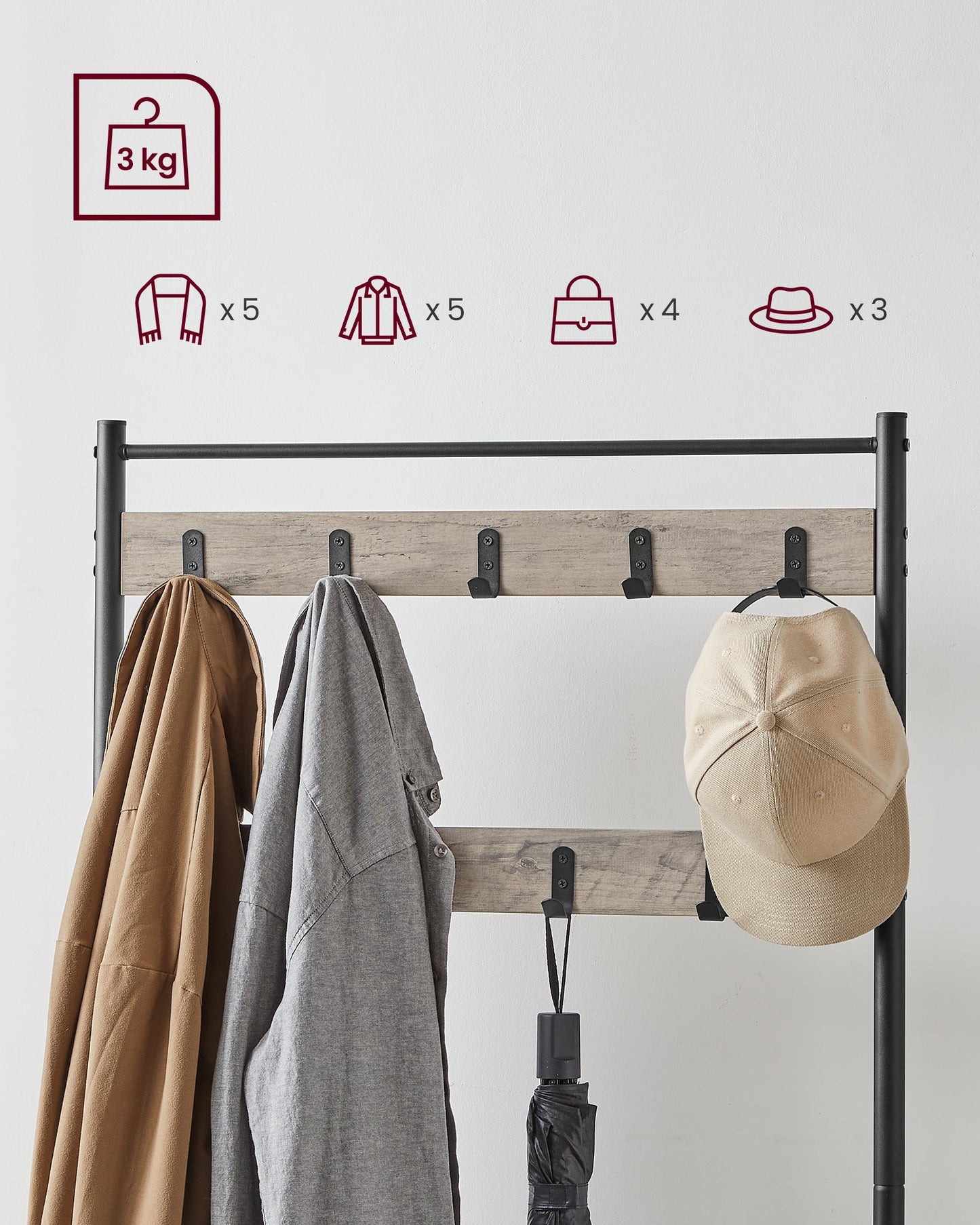 VASAGLE Coat Rack Stand Shoe Rack