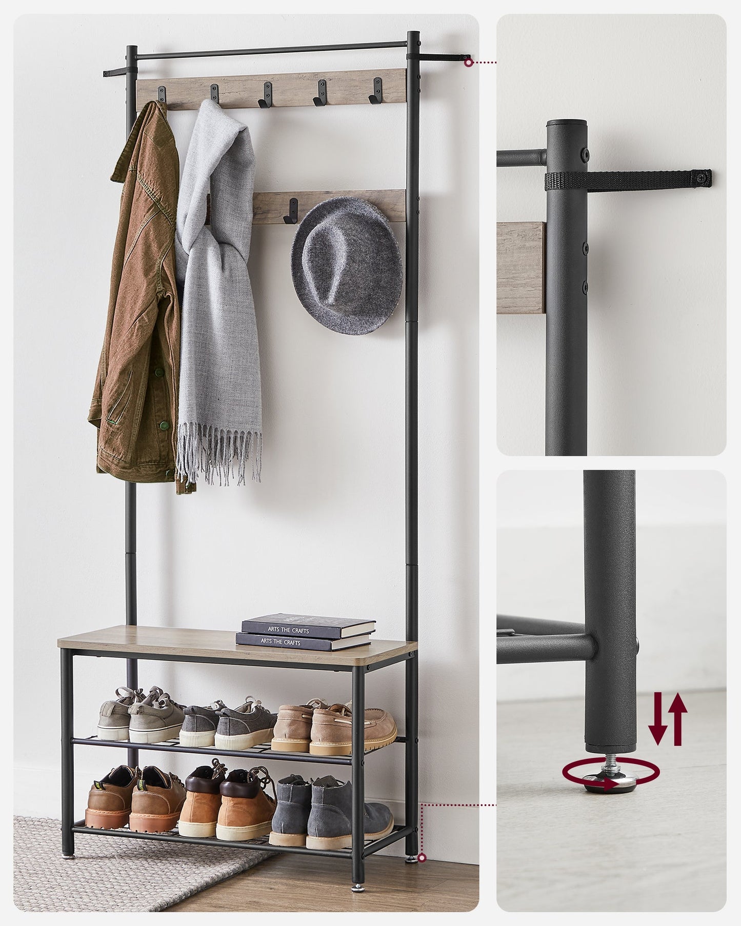 VASAGLE Coat Rack Stand Shoe Rack