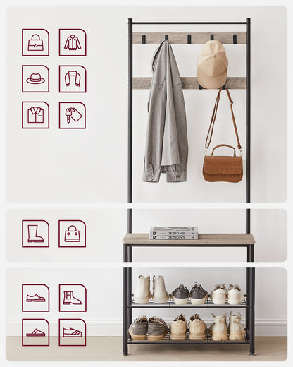 VASAGLE Coat Rack Stand Shoe Rack