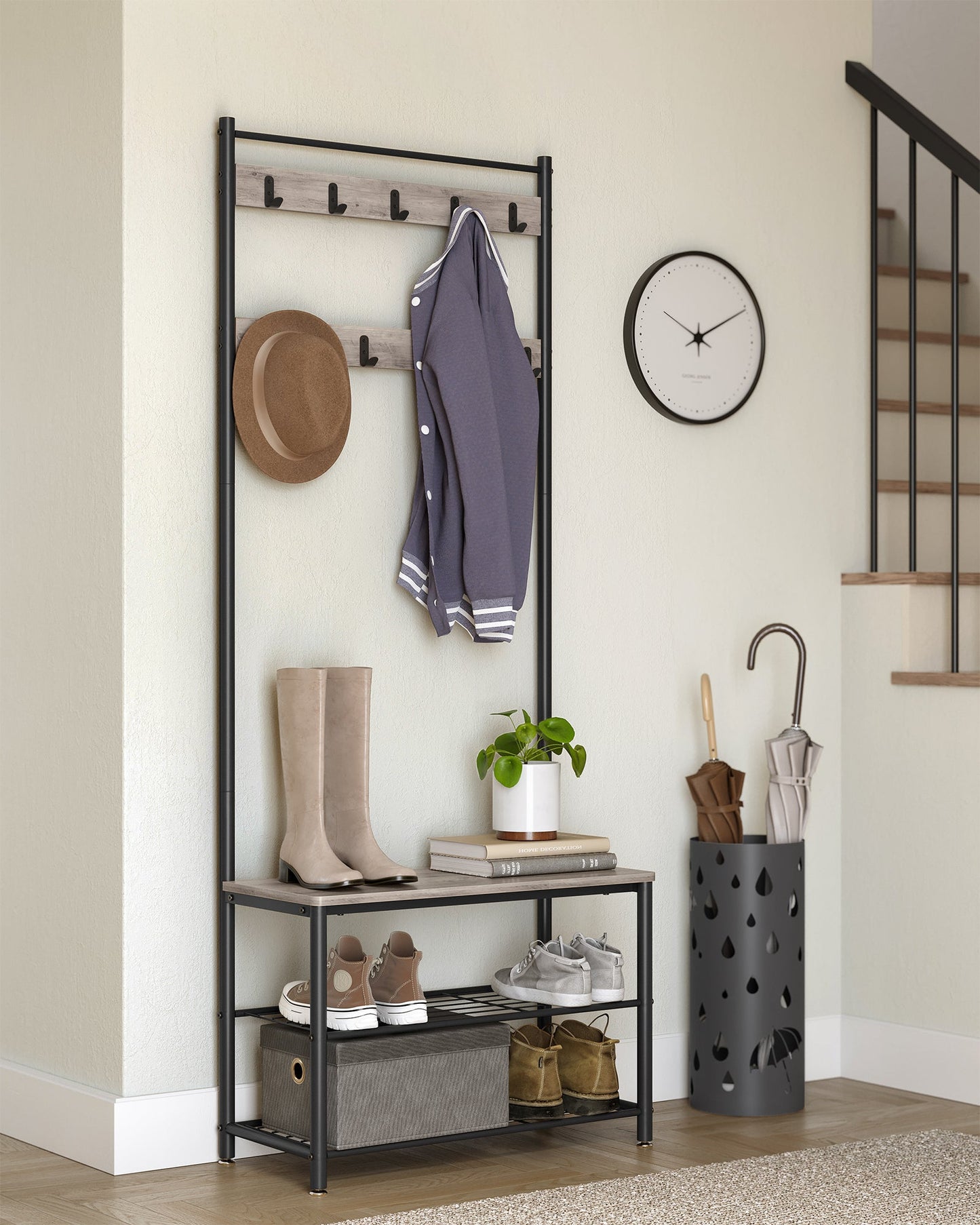 VASAGLE Coat Rack Stand Shoe Rack
