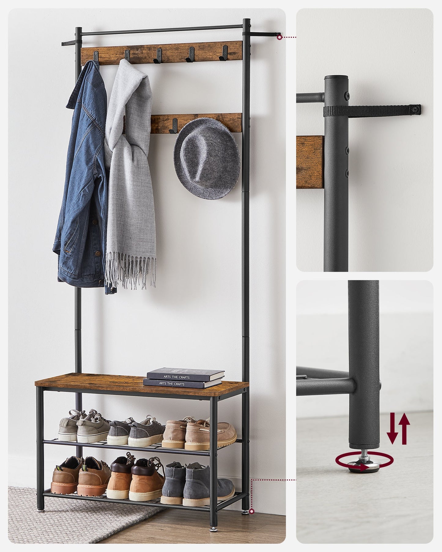 VASAGLE Coat Rack Stand Shoe Rack