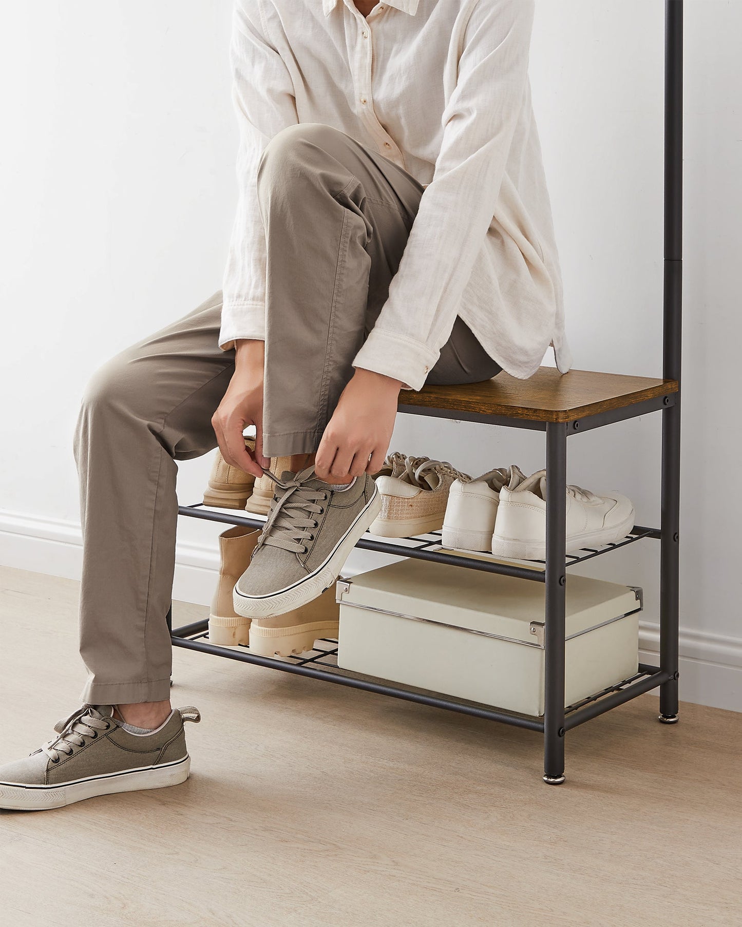 VASAGLE Coat Rack Stand Shoe Rack