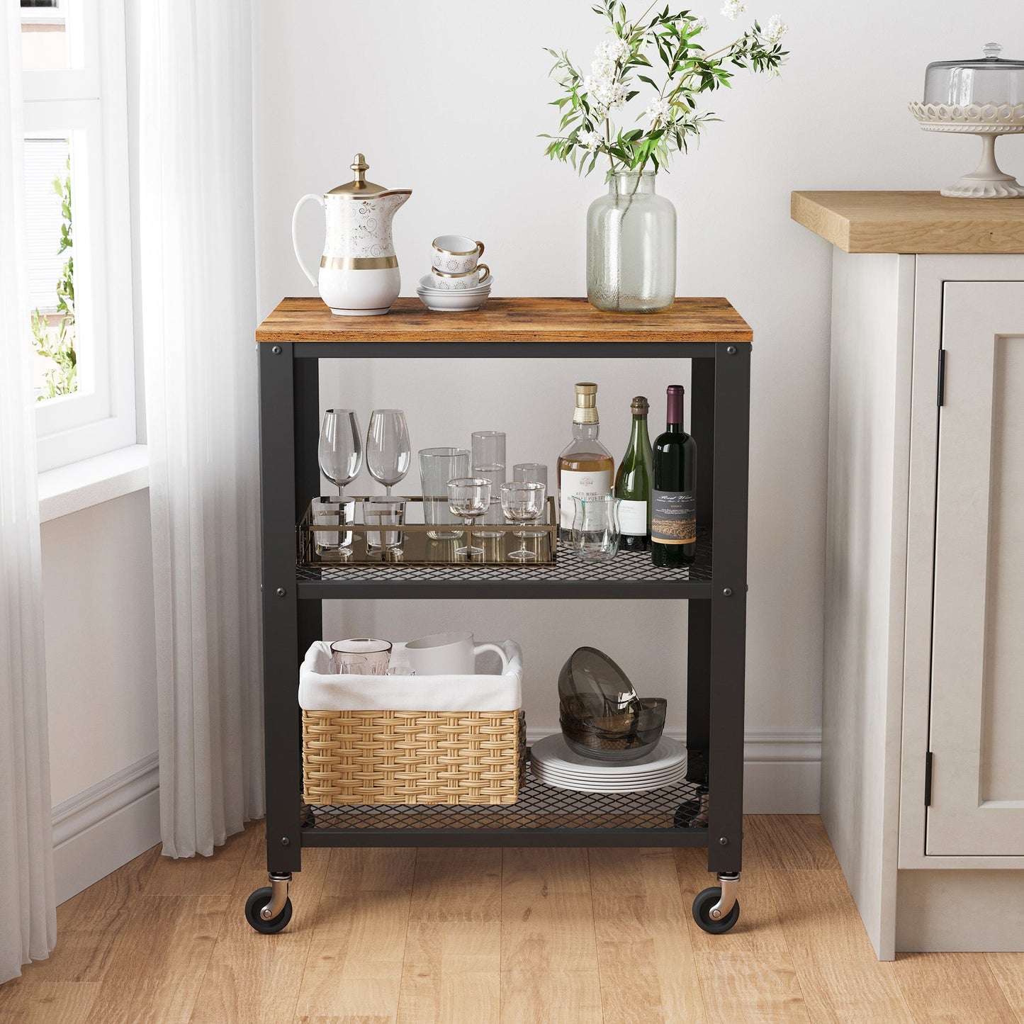 VASAGLE Serving Cart Trolley Kitchen Trolley