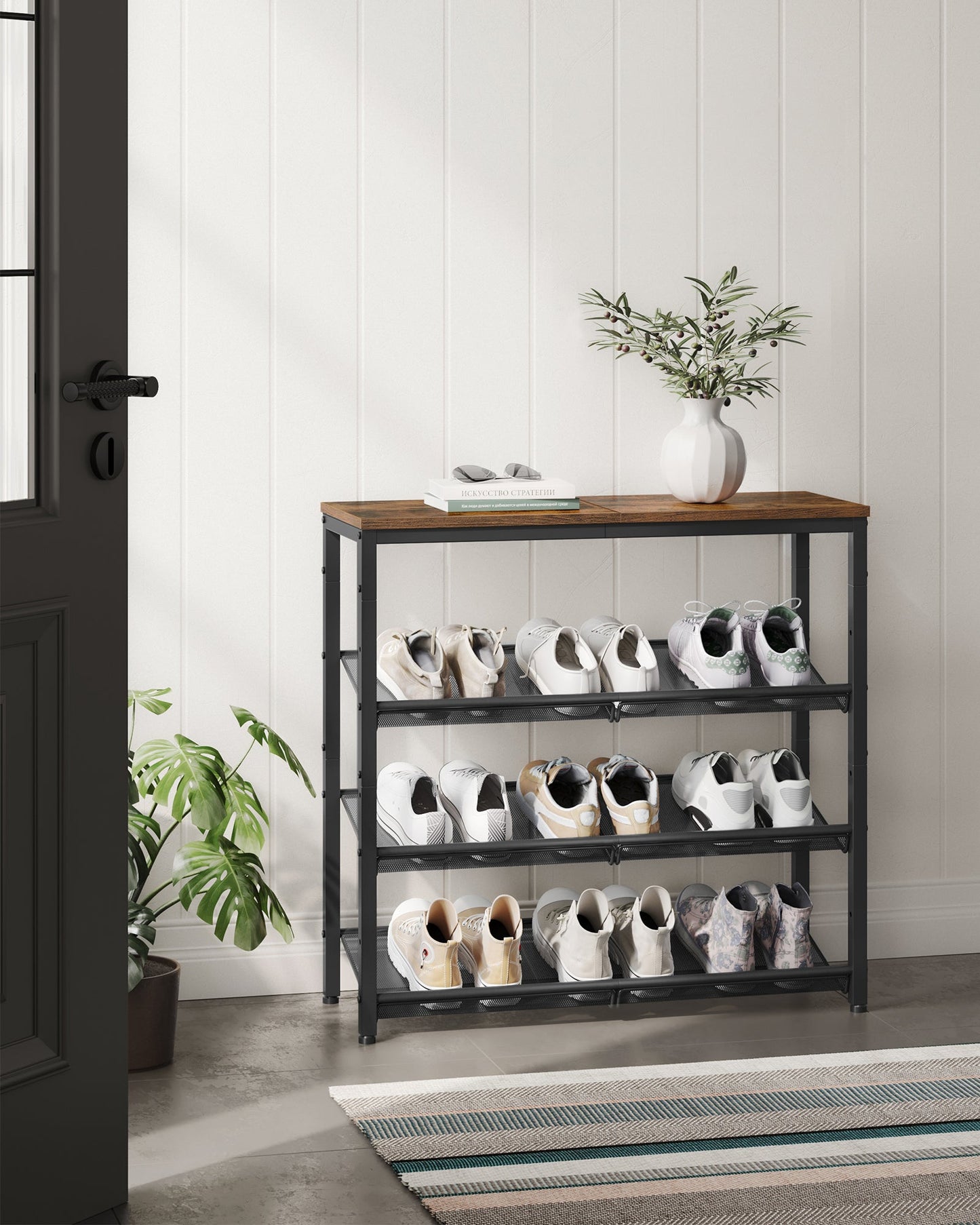 VASAGLE 4-Tier Shoe Rack for Entryway