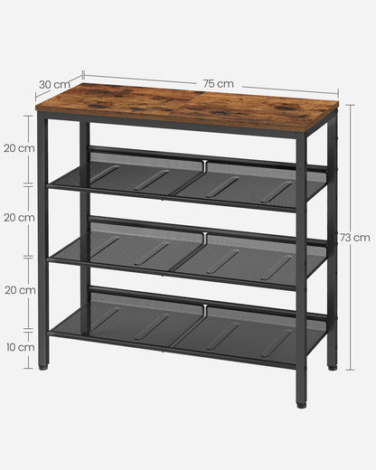 VASAGLE 4-Tier Shoe Rack for Entryway