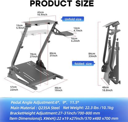 Gaming Racing Simulator Wheel Stand - Black