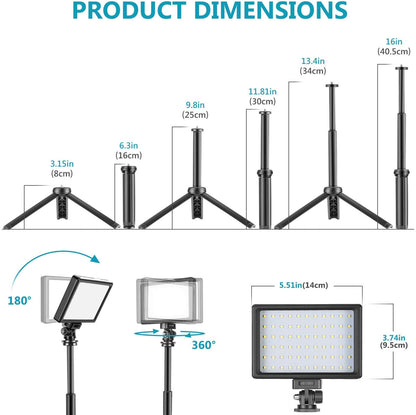 2-Pack Dimmable 5600K USB LED Video Light with Adjustable Tripod Stand