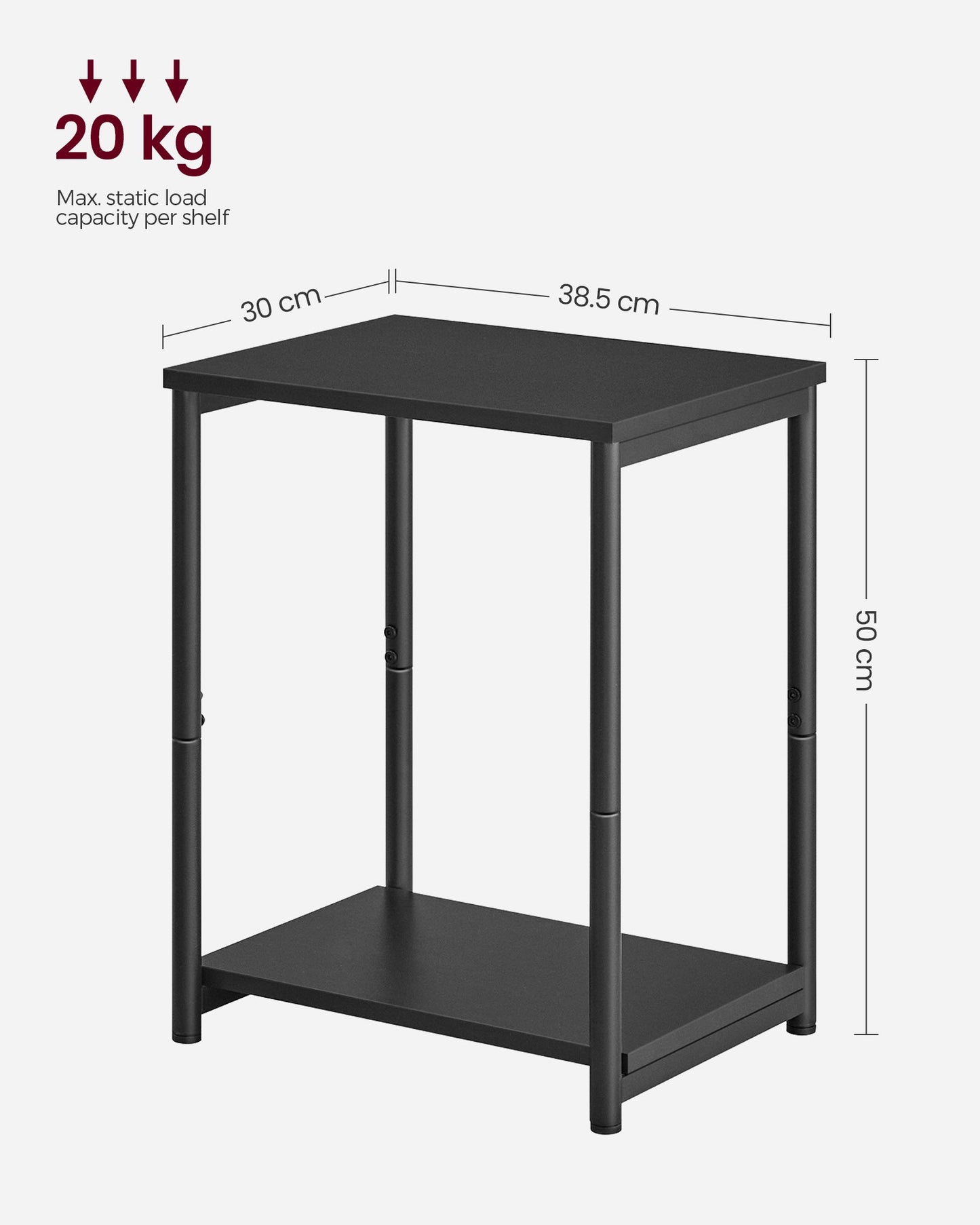 VASAGLE Bed Side Tables End Table (Black)