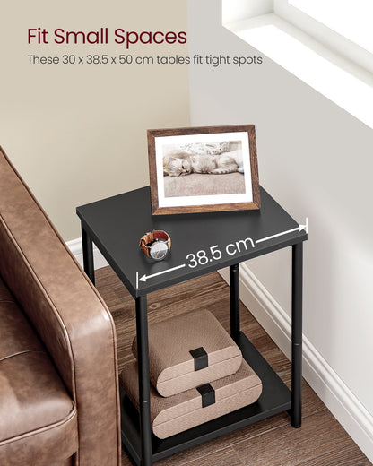 VASAGLE Bed Side Tables End Table (Black)