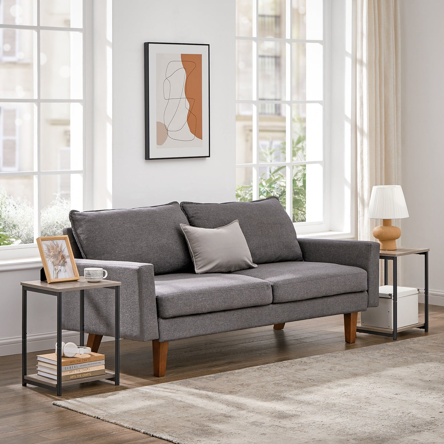 VASAGLE Bed Side Tables End Table (Greige)