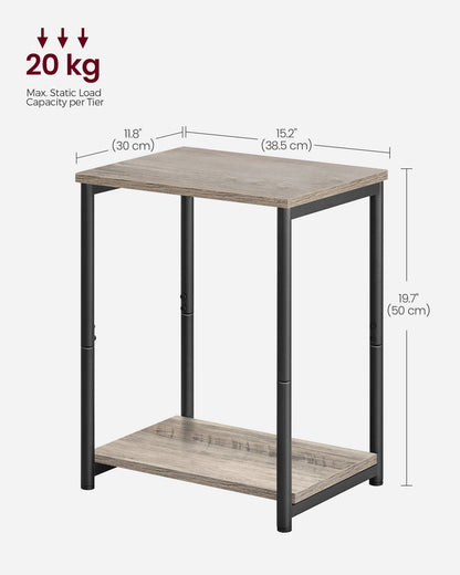 Small table with dimensions and weight capacity on a white background