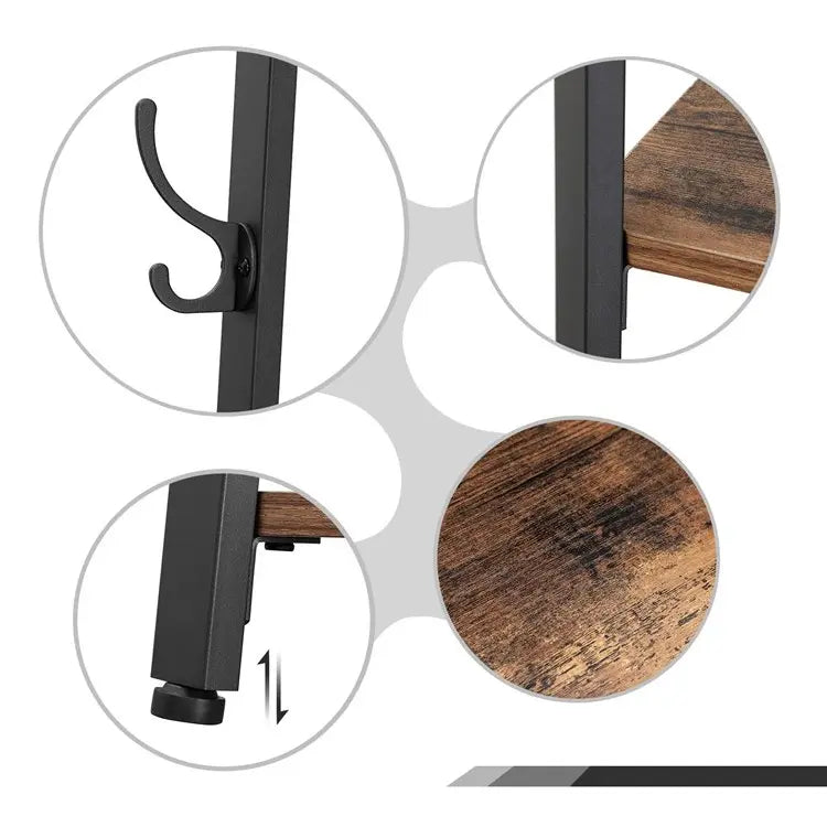 VASAGLE Industrial Coat Rack Stand - Rustic Brown