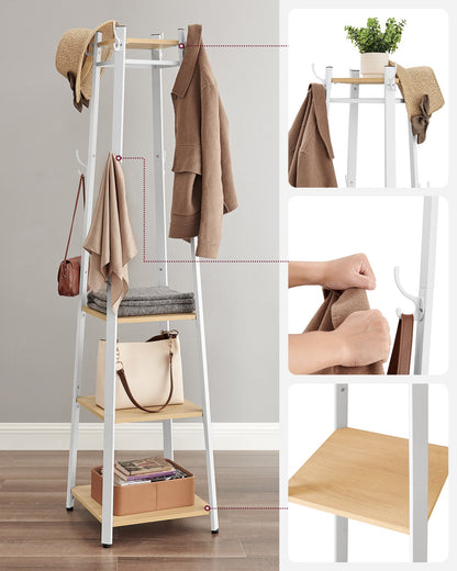 VASAGLE Industrial Coat Rack Stand - Oak