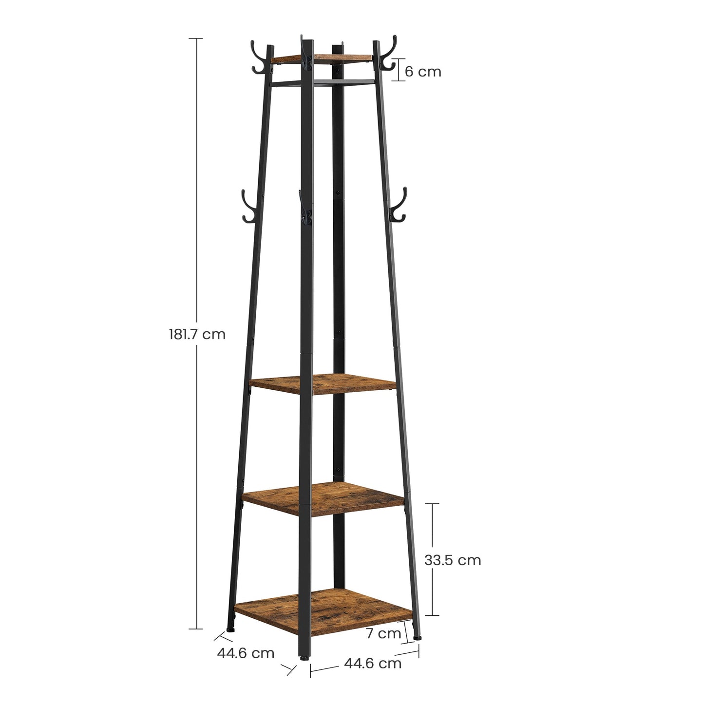 VASAGLE Industrial Coat Rack Stand - Rustic Brown