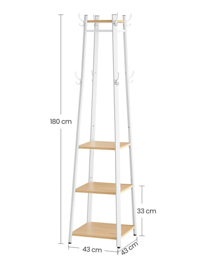 VASAGLE Industrial Coat Rack Stand - Oak