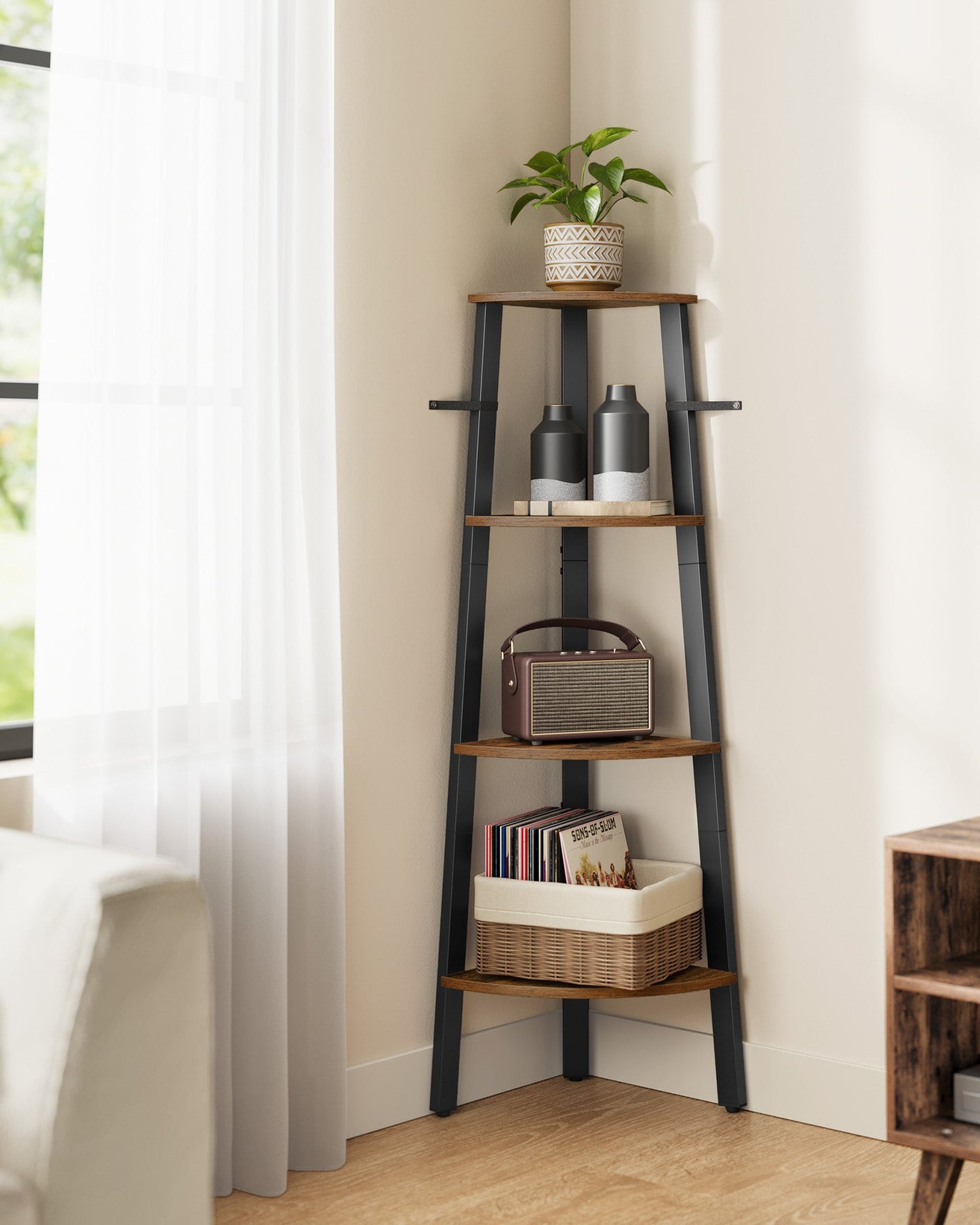 VASAGLE Corner Shelf 4-Tier Storage Rack