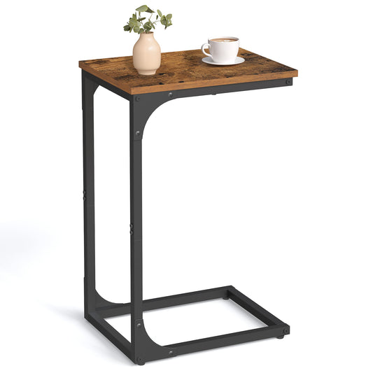 VASAGLE C-Shaped End Table Bedside Laptop Table - Rustic Brown