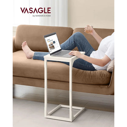 Vasagle C-Shaped End Table Bedside Laptop Table - Cream White