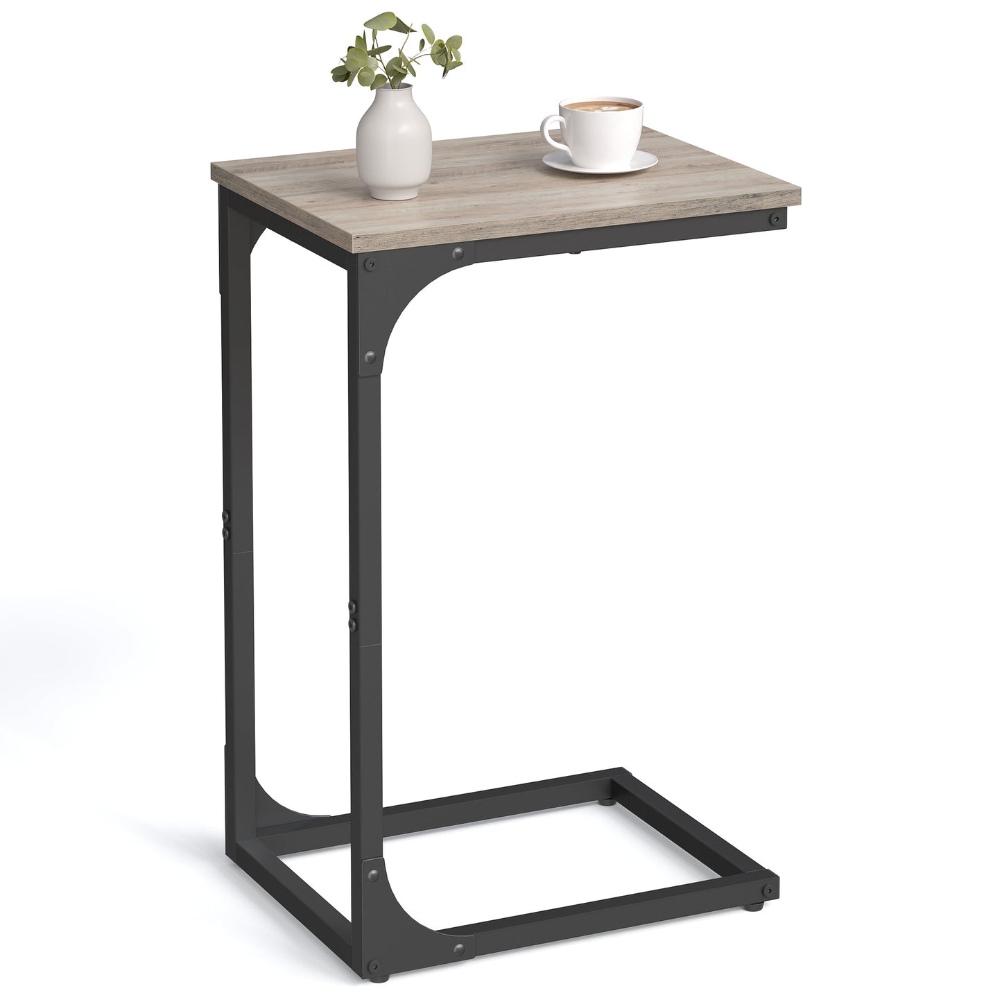 Vasagle C-Shaped End Table Bedside Laptop Table - Greige