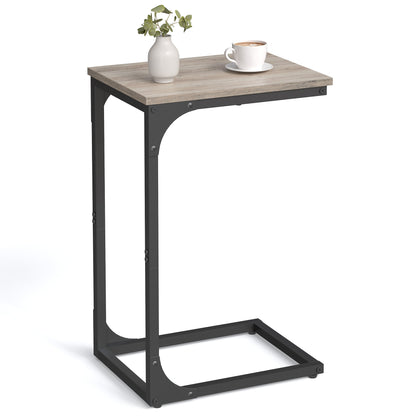 Vasagle C-Shaped End Table Bedside Laptop Table - Greige