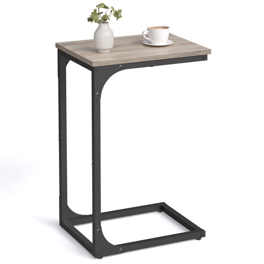 Vasagle C-Shaped End Table Bedside Laptop Table - Greige