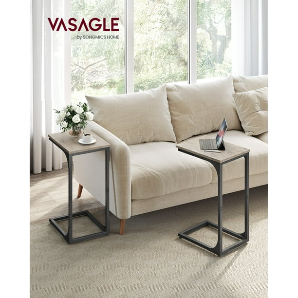 Vasagle C-Shaped End Table Bedside Laptop Table - Greige