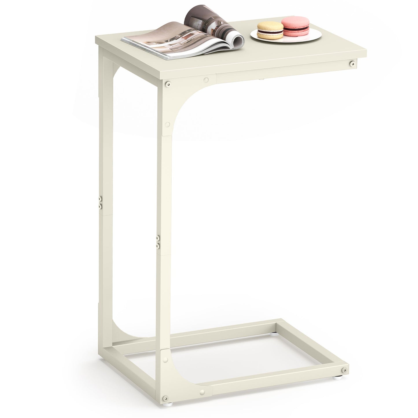 Vasagle C-Shaped End Table Bedside Laptop Table - Cream White