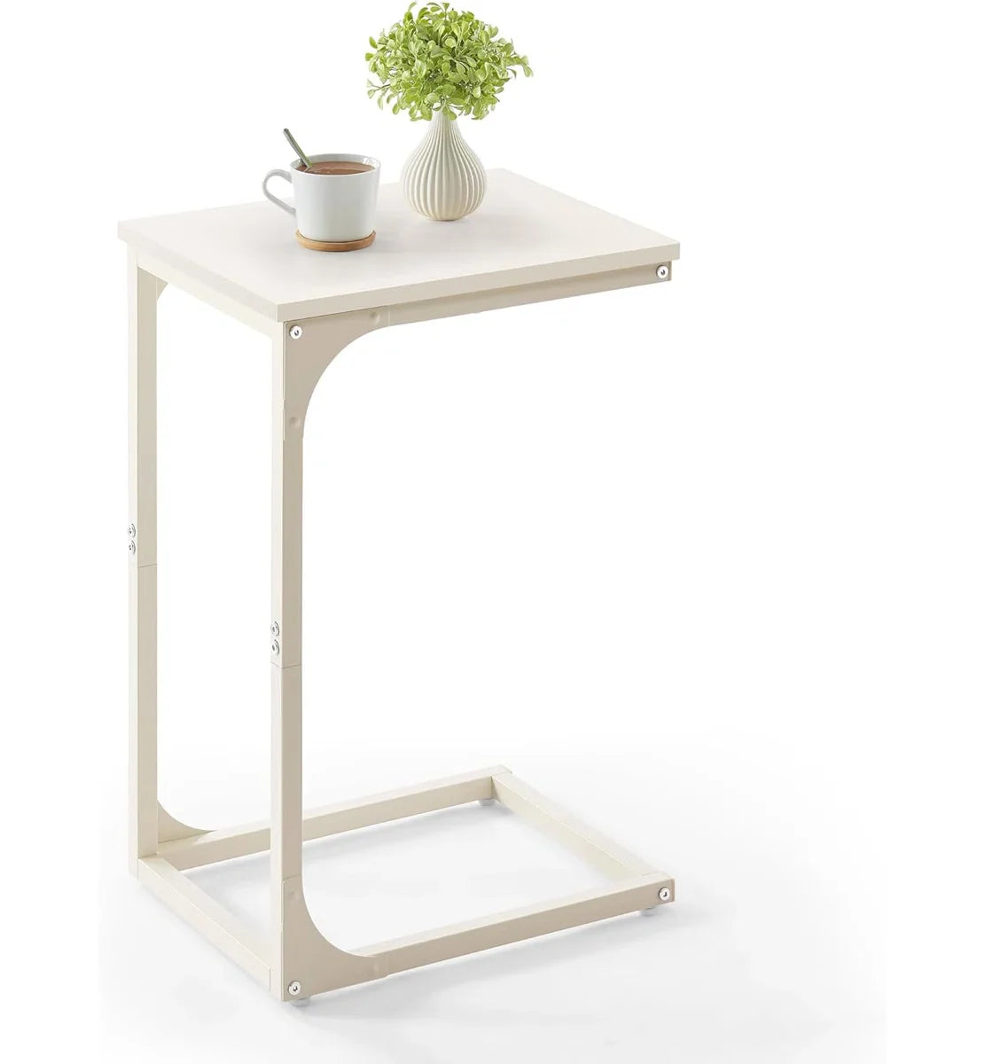 Vasagle C-Shaped End Table Bedside Laptop Table - Cream White