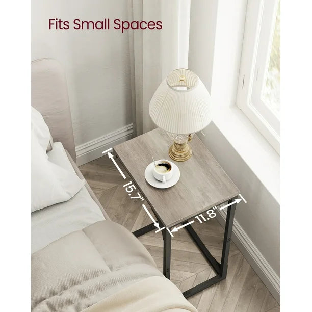 Vasagle C-Shaped End Table Bedside Laptop Table - Greige