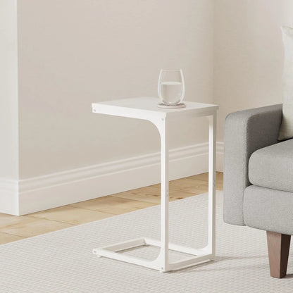 Vasagle C-Shaped End Table Bedside Laptop Table - Cream White