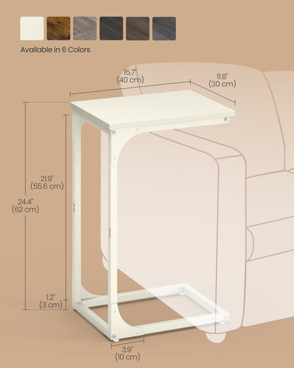 Vasagle C-Shaped End Table Bedside Laptop Table - Cream White