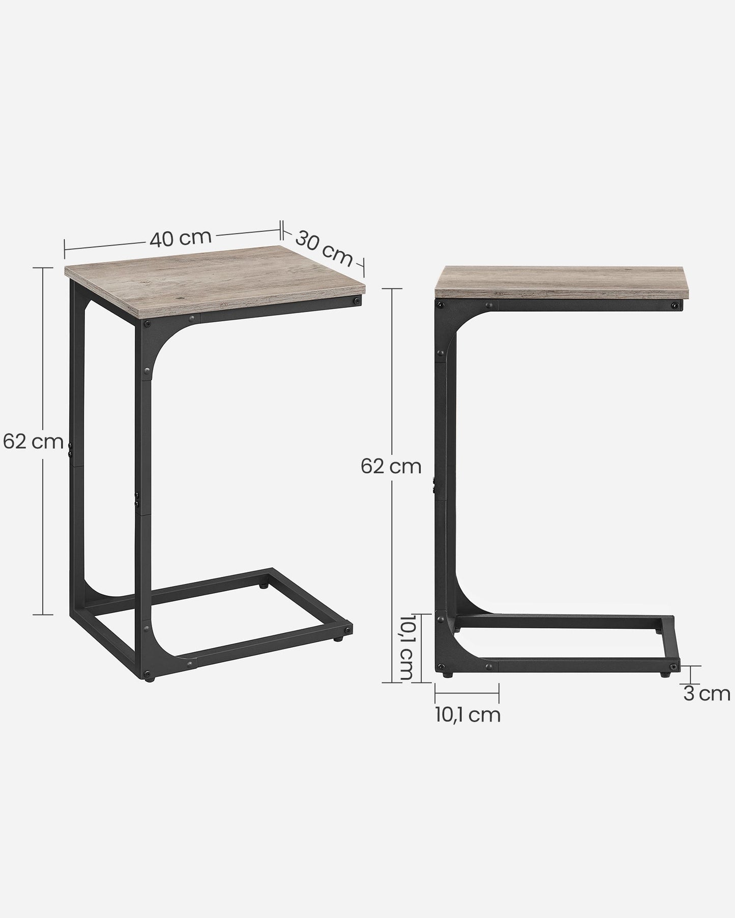 Vasagle C-Shaped End Table Bedside Laptop Table - Greige