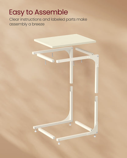 Vasagle C-Shaped End Table Bedside Laptop Table - Cream White