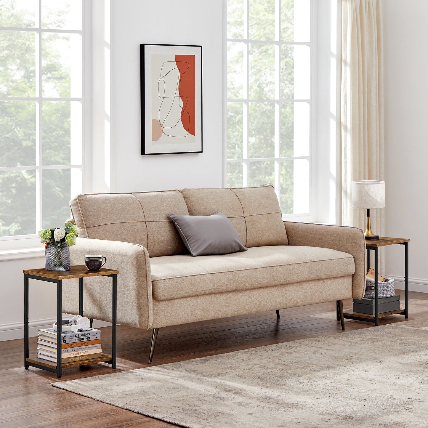 VASAGLE Bed Side Tables End Table (Rustic Brown)