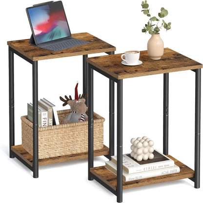 VASAGLE Bed Side Tables End Table (Rustic Brown)