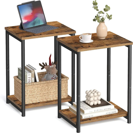 VASAGLE Bed Side Tables End Table (Rustic Brown)