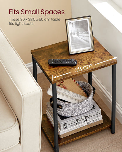 VASAGLE Bed Side Tables End Table (Rustic Brown)