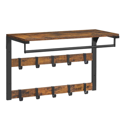 VASAGLE Wall Mounted Coat Rack Hanging Shelf