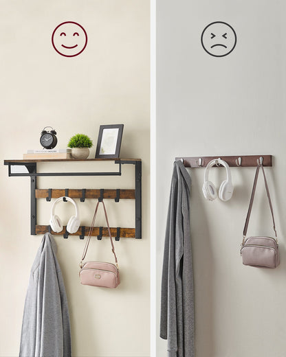 VASAGLE Wall Mounted Coat Rack Hanging Shelf