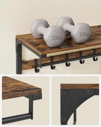 VASAGLE Wall Mounted Coat Rack Hanging Shelf