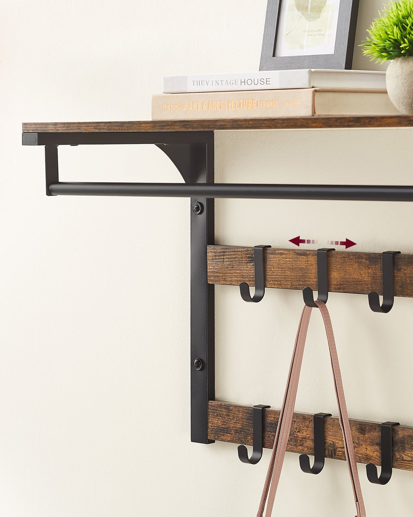 VASAGLE Wall Mounted Coat Rack Hanging Shelf