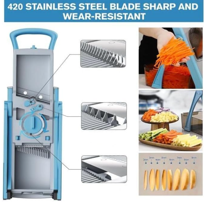 Vegetable Slicer, Multifunctional Veg Chopper with 4 Cutter Modes