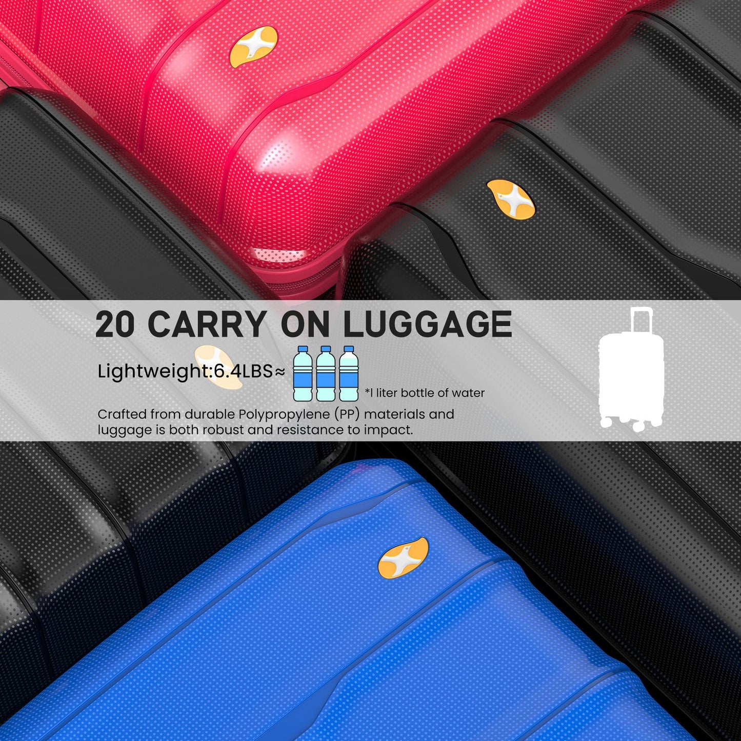Black Carry On Suitcase - Lightweight Hard Shell Cabin Suitcase | VoyEdge | 55 cm