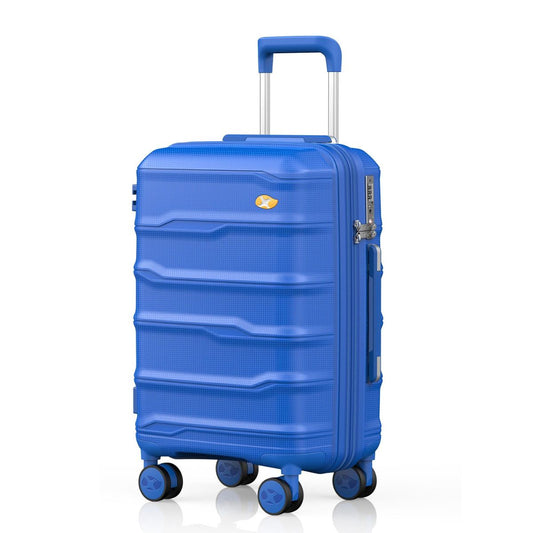 Blue Medium Check In Luggage - Lightweight Hard Shell Expandable Travel Suitcase | VoyEdge | 66 cm